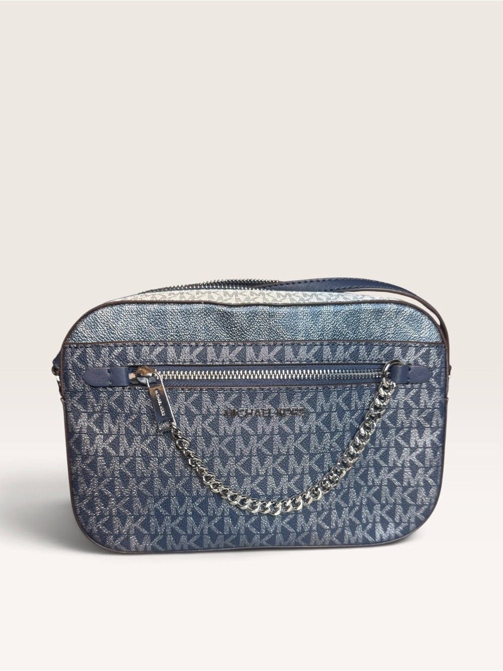 Michael Kors Blue Logo Chain Crossbody Bag